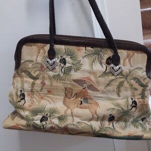 Brighton textile & Leather large satchel bag